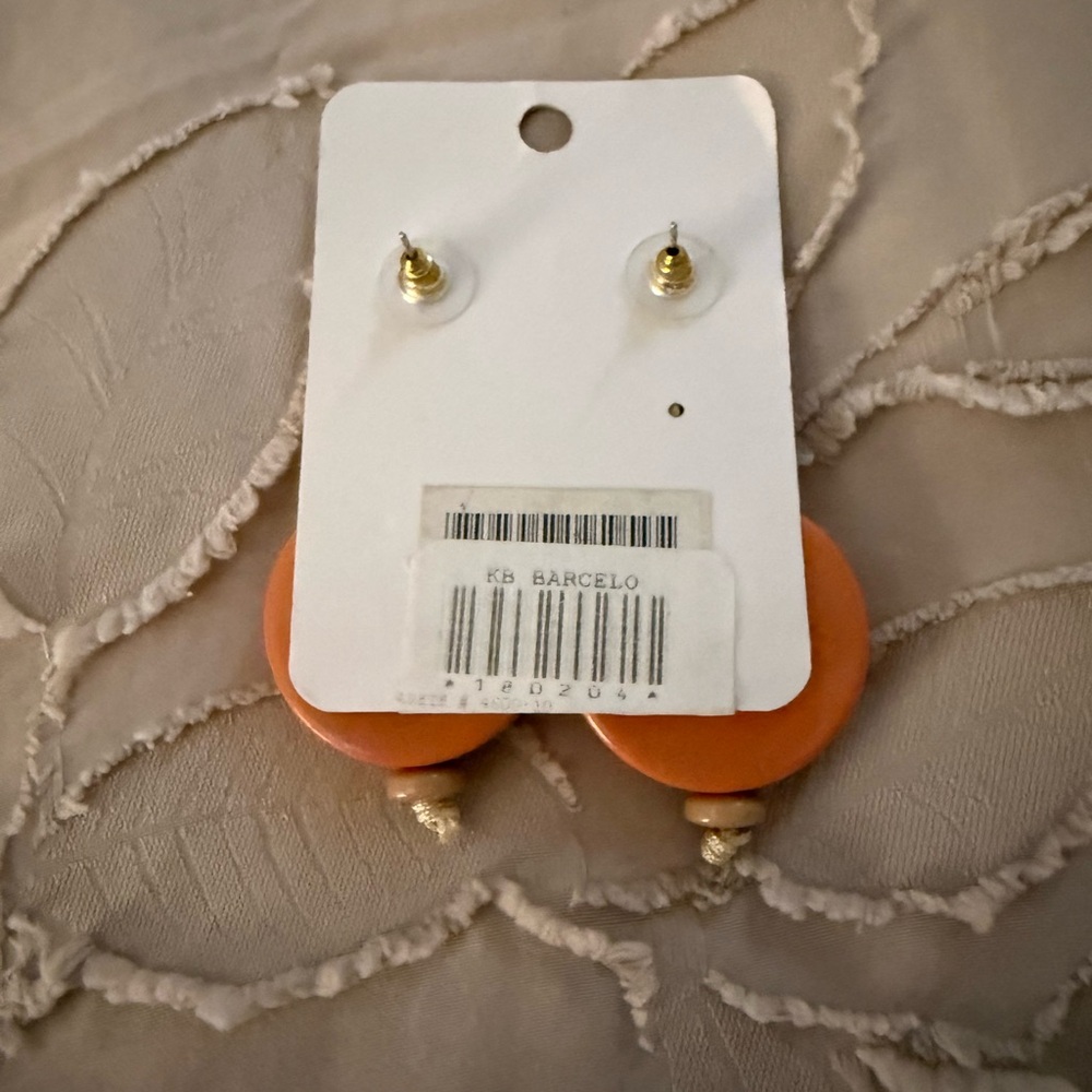Orange Circular Dangle Earrings - Picture 2 of 2